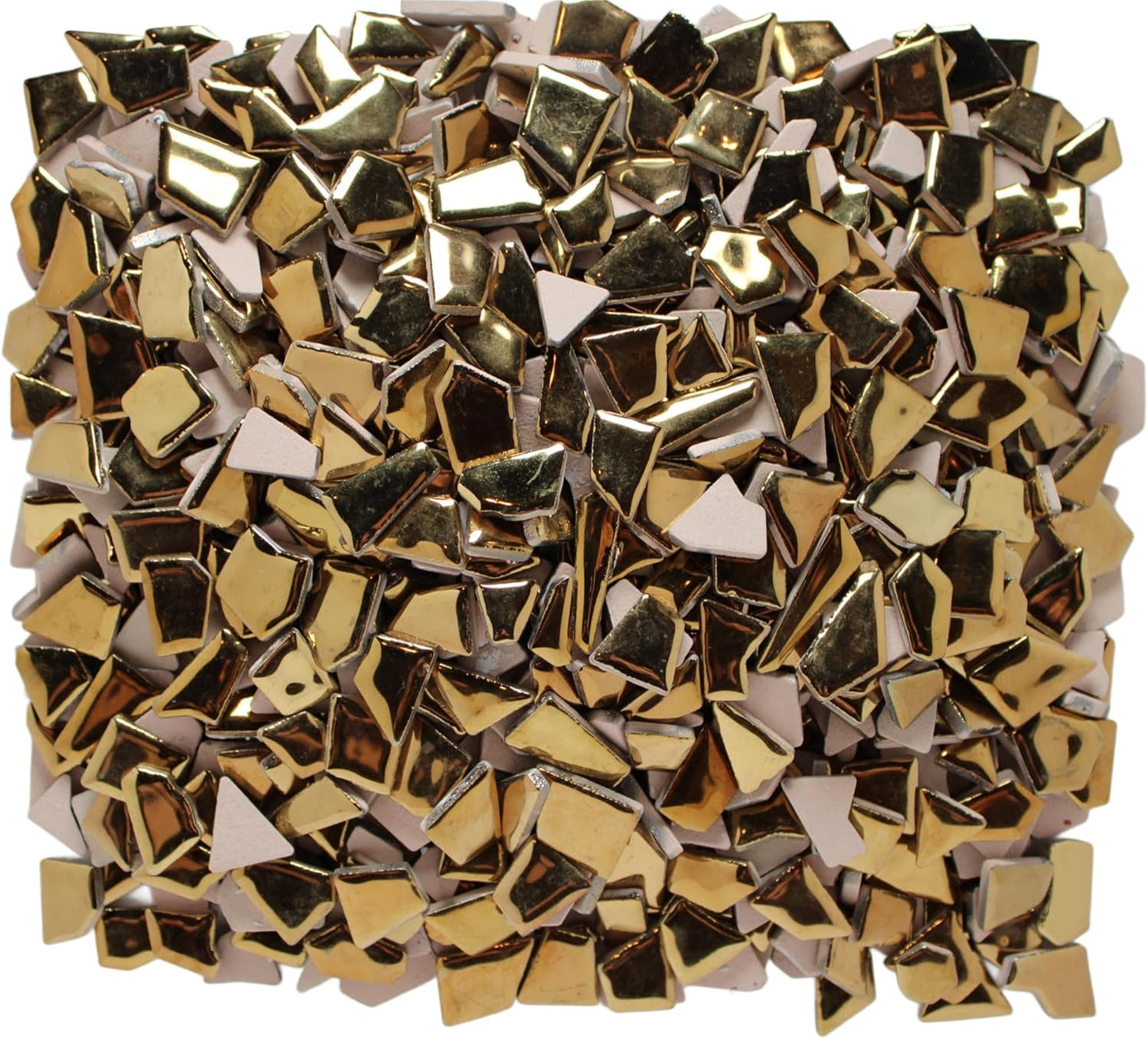Ceramic Mosaic Tiles for Crafts & Art Projects 200 Grams Vibrant Colors Pieces Fit Together Like a Puzzle Endless Creative Ideas for Mosaic Art DIY Hobbies Small Sizes (Metallic Gold)