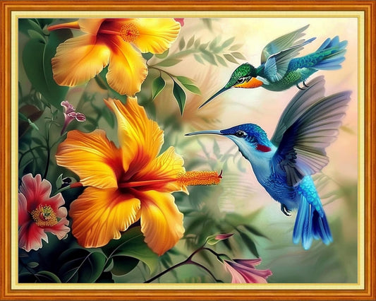 Dimensean Stamped Cross Stitch Kits Full Range of Embroidery Patterns Starter Kits for Beginners Adult or Kids DIY Cross Stitches Needlepoint Kits 11CT-Hummingbirds Gather Honey 16x20 inch