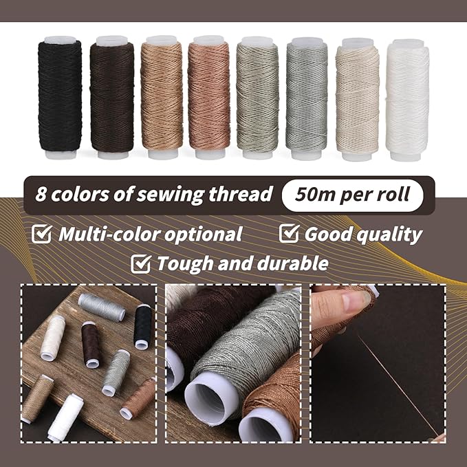 BAGERLA Upholstery Repair Sewing Kit Heavy Duty Sewing Kit with Awl Tools, Seam Ripper, Hand Stitching Needles, Upholstery Thread, Leather Craft Tool for Shoes Sofa Tent Carpet Craft DIY