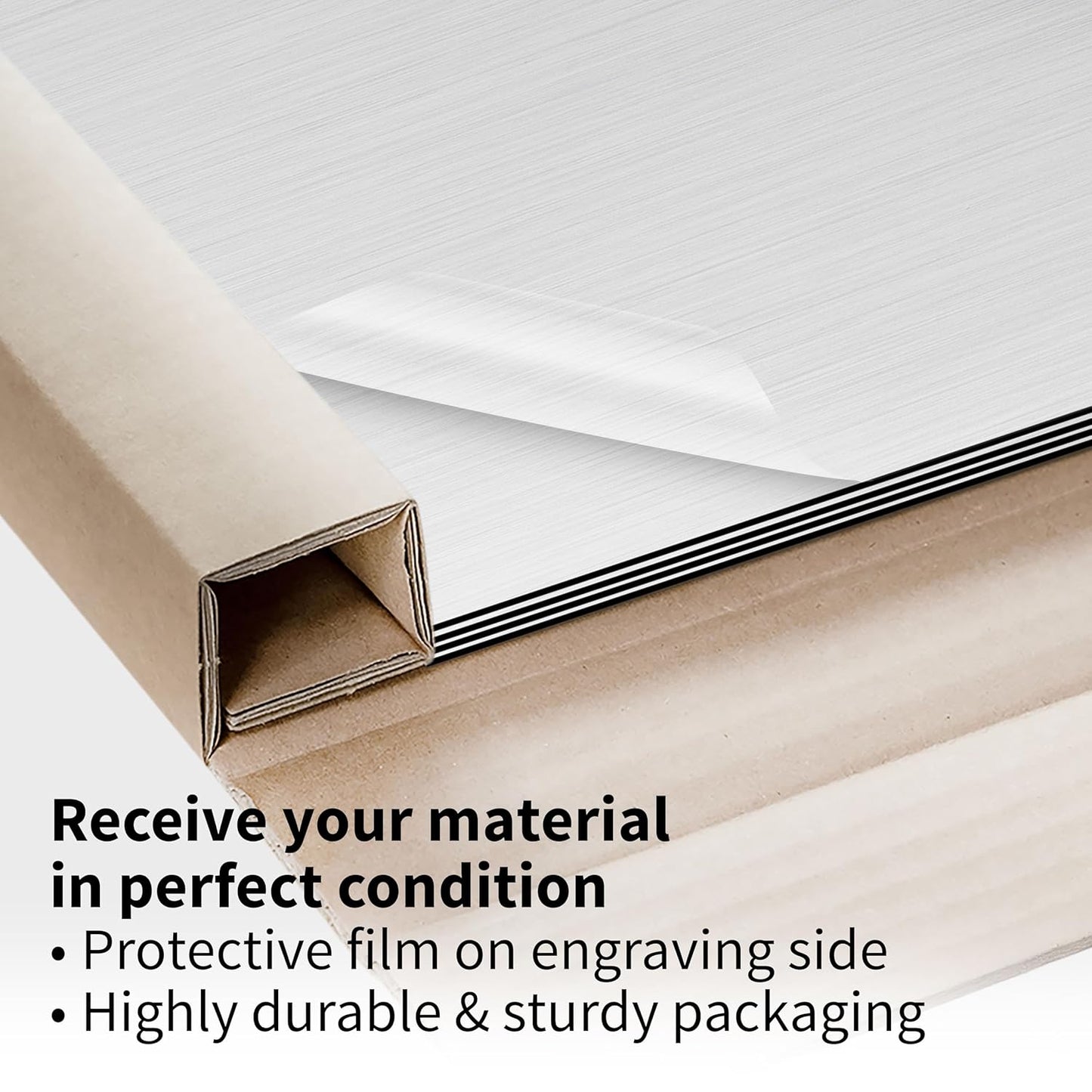 Trotec | Metallic Looking Acrylic Sheet | 12"x20"x1/16, 4 Pcs | Brushed Aluminum/Black | Metallic Finish - Scratch Resistant for Laser Engraving & Cutting,Printing,Glowforge,Name Plate | USA Made