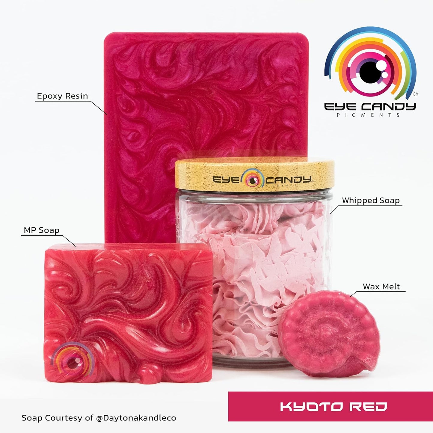 Eye Candy Pigments Premium Red Mica Powder - Kyoto Red (50gr) - for Epoxy, Resin, Soap, Paint, Woodworking, Acrylic Pouring, Bath Bombs, Fishing Lures - DIY Arts and Crafts Additive