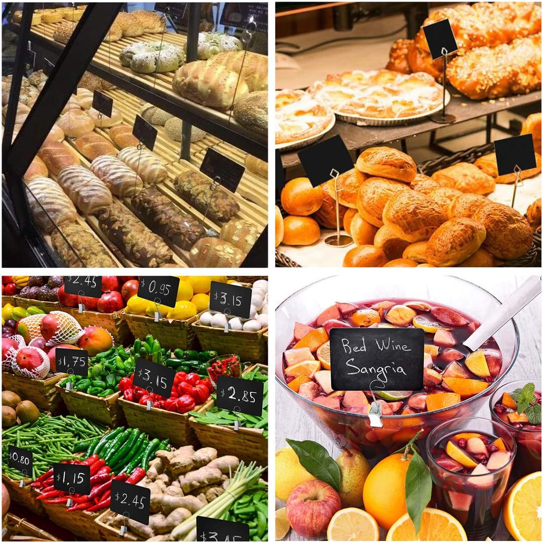 Mini Chalkboard Signs 100 Pcs Erasable Chalkboards Tags with 1 Pcs White Marker for Price Tags Weddings Message Board Signs