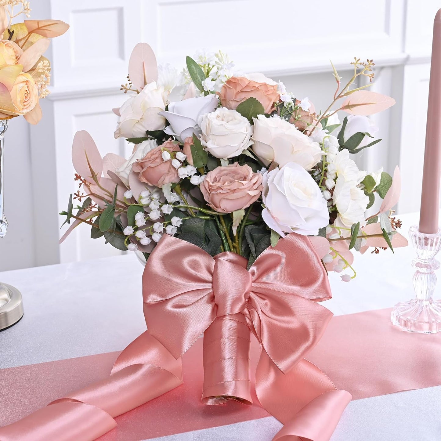 Dusty Pink Satin Ribbon 3 Inch X 15 Yards Solid Color Double Faced Ribbons Perfect for Crafts Wedding Decor Bow Making Arts Sewing and More