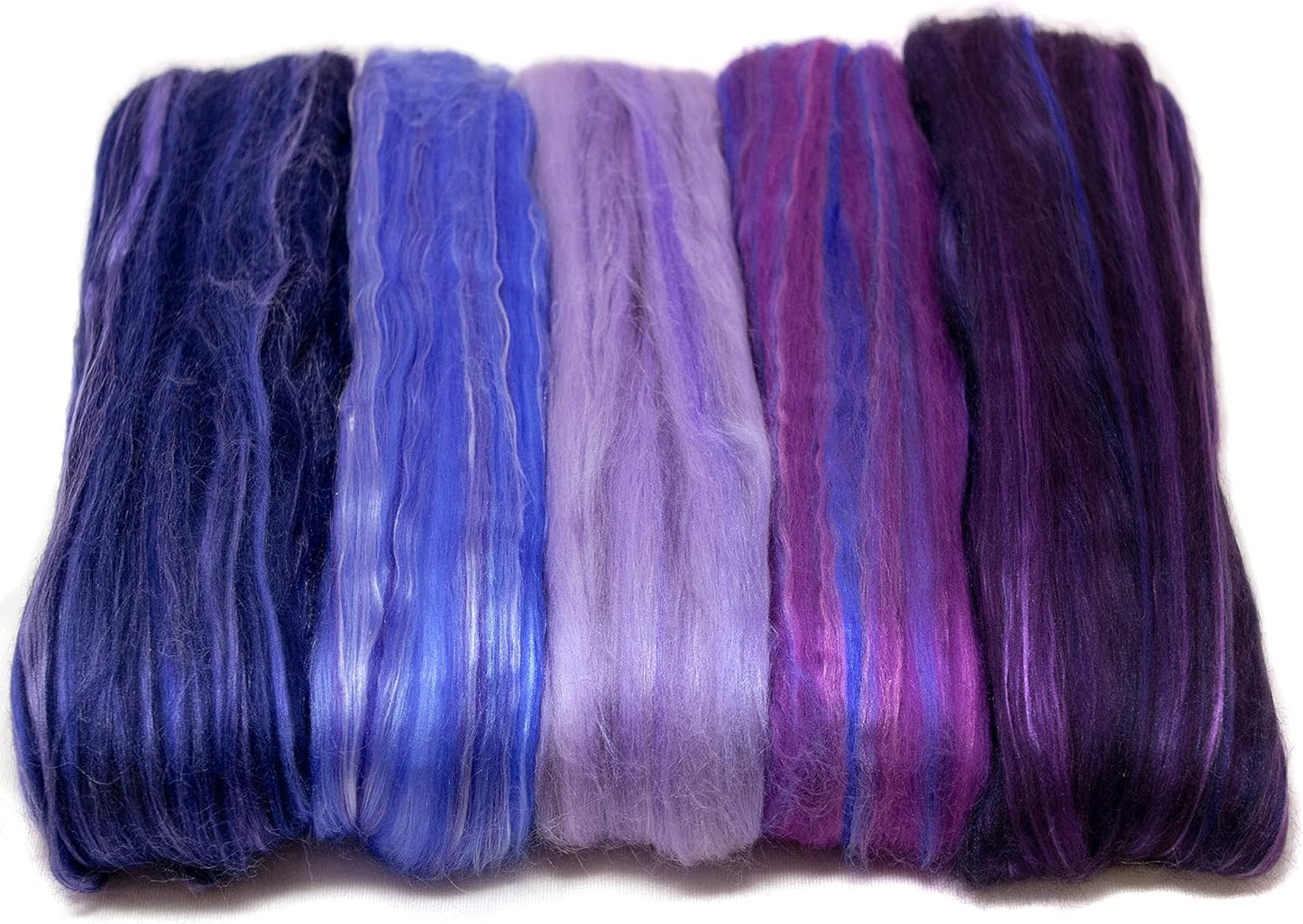 Merino Silk Luxe Tonal Designer Blend. Superfine Merino, Mulberry, Tussah Silk. Top Roving for Spinning or Felting. Royal Velvet 5oz