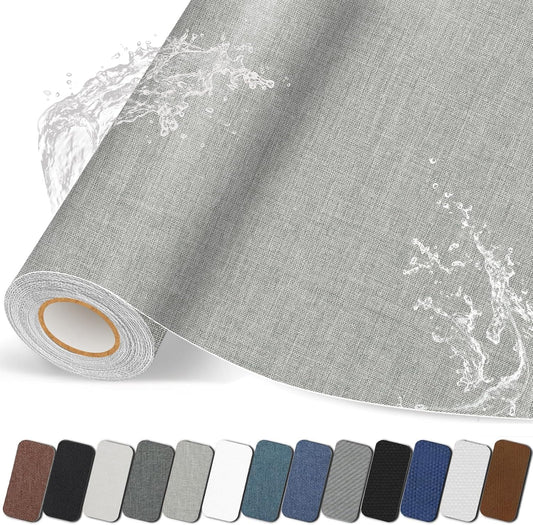 Fabric Repair Patches, 17X79 inch Linen Self-Adhesive Fabric Repair Tape, Strong Sticky Linen Patch for Sofas, Tote Bags, Clothing, Car Seats, Furniture（Medium Grey, 17X79 inch）