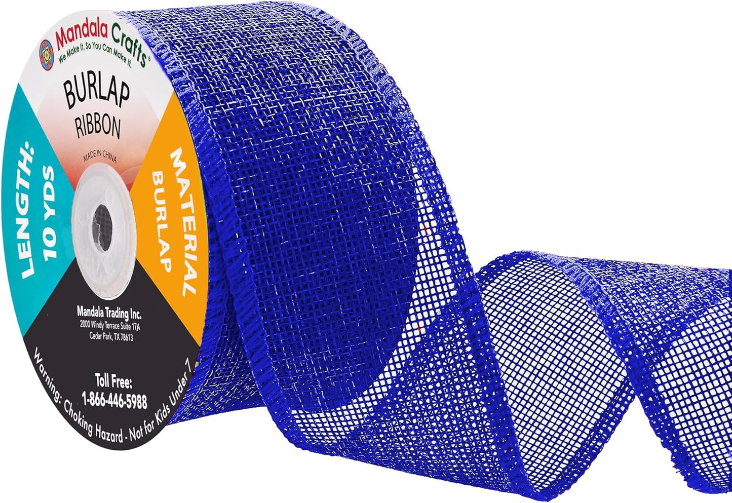 Mandala Crafts Royal Blue Burlap Ribbon 2.5 Inches Wide Jute Ribbons for Crafts - 20 Yds Roll Rustic Burlap Wrap Trim Ribbons for Wreaths Bows Wedding Party Decoration