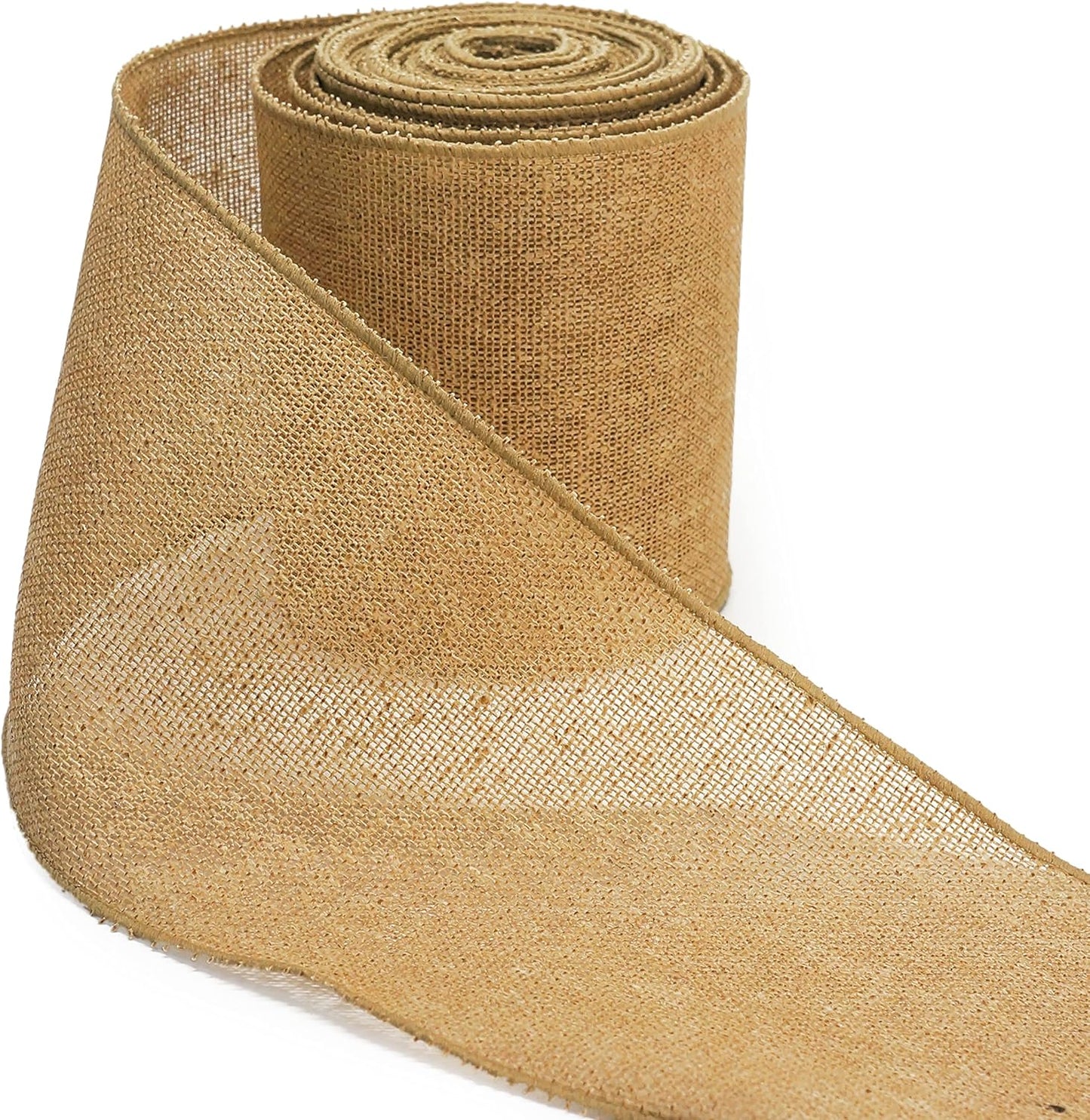 CT CRAFT LLC Burlap Fabric Wired Ribbon 6" x 10 Yards Natural Color for Christmas Home Wedding Decor Gift Wrapping Tree Topper Bow Wreath Bouquet DIY Crafts