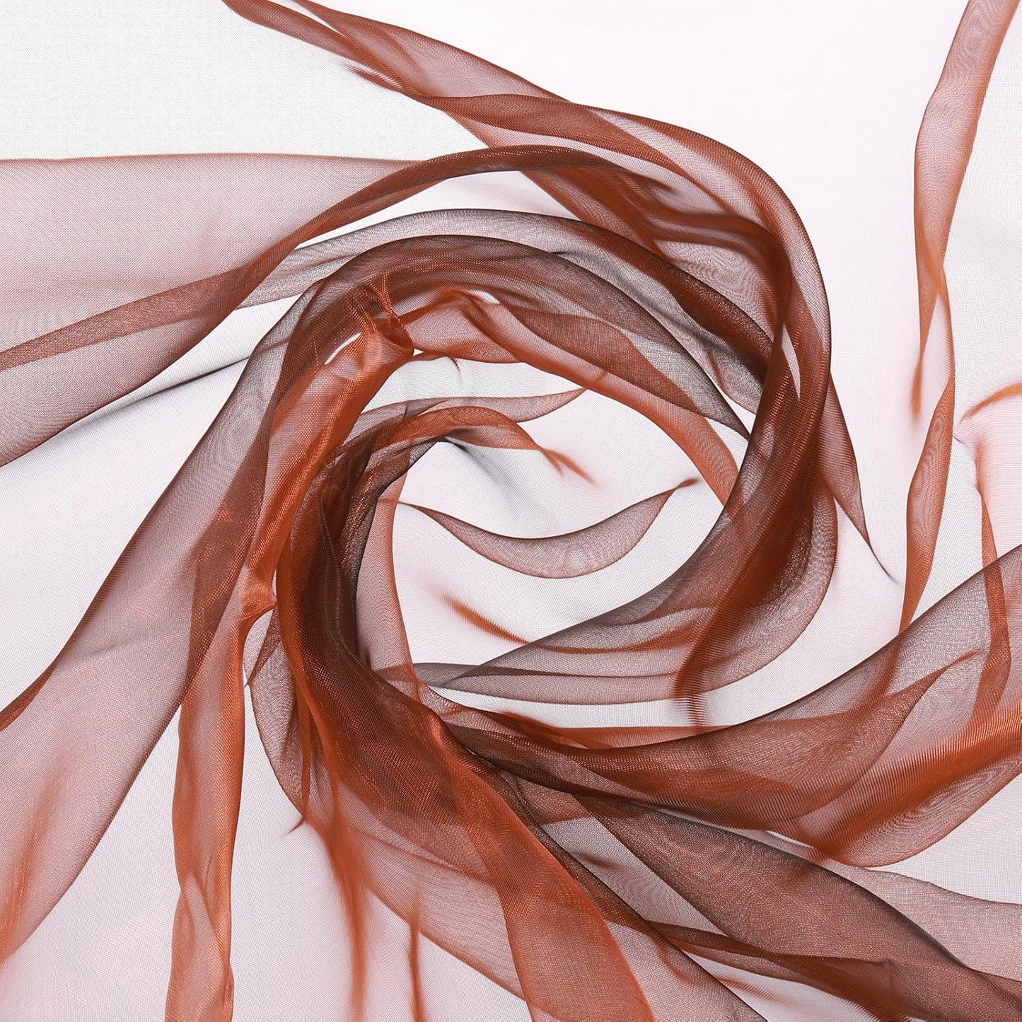 MECCANIXITY Iridescent Sheer Organza Fabric, 2 Yards x 59 Inches Solid Holographic Shiny Fabric Organza Cloth for Wedding, Curtains, Costume, Photo Background, Gradient Dark Coffee