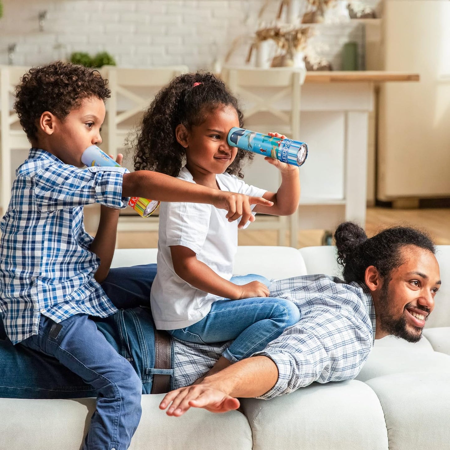 Classic Tin Kaleidoscopes 2 Pack, Discover Hidden Animals, Crystal Clear View, Vintage Retro Toys in Gift Box