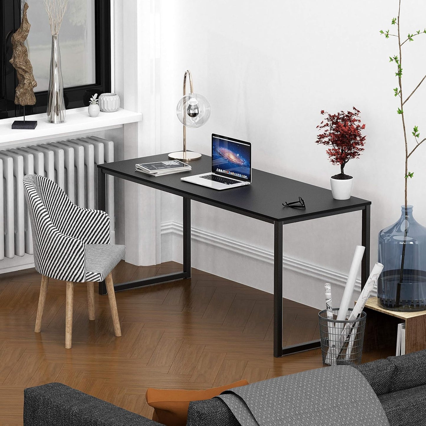 SHW Mission 55-Inch Home Office Computer Desk, Black