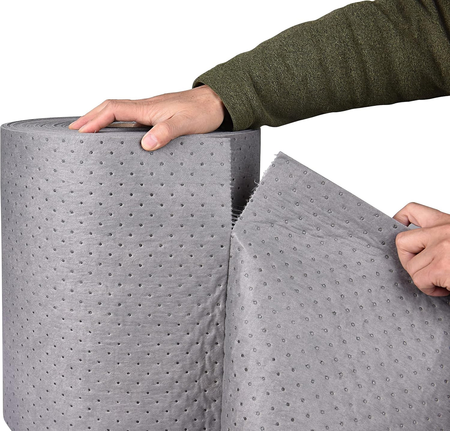 A A IN 2 Pack Oil Absorbent Pads Roll, Oil Maintenance Mat Roll for All-Purpose Use, Gray, 150' L x 15" W
