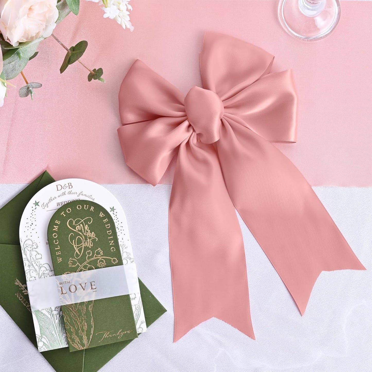 Dusty Pink Satin Ribbon 3 Inch X 15 Yards Solid Color Double Faced Ribbons Perfect for Crafts Wedding Decor Bow Making Arts Sewing and More