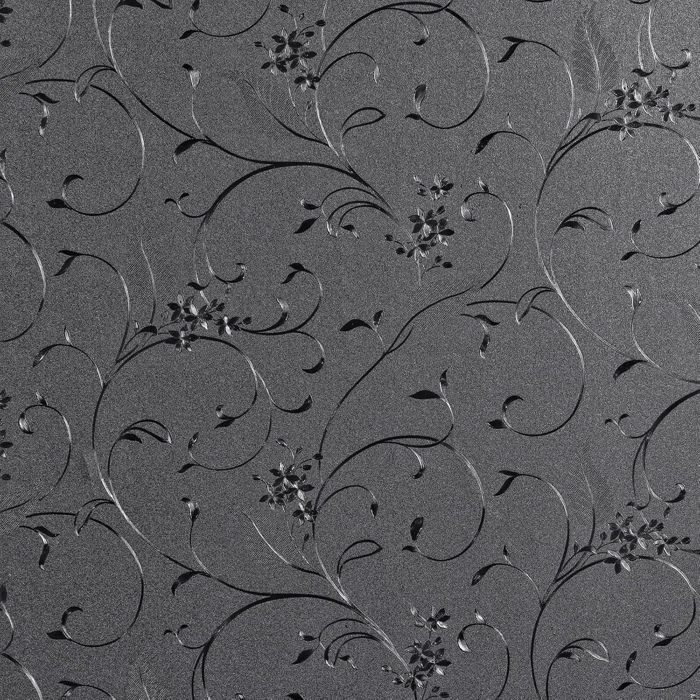 Mikomer Total Blackout Window Film,100% Light Blocking Privacy Glass Door Film Etched Flowers,Room Darkening Window Cling,No Glue/Heat Control/Anti UV for Day Sleep & High Privacy,17.5In. by 157In.