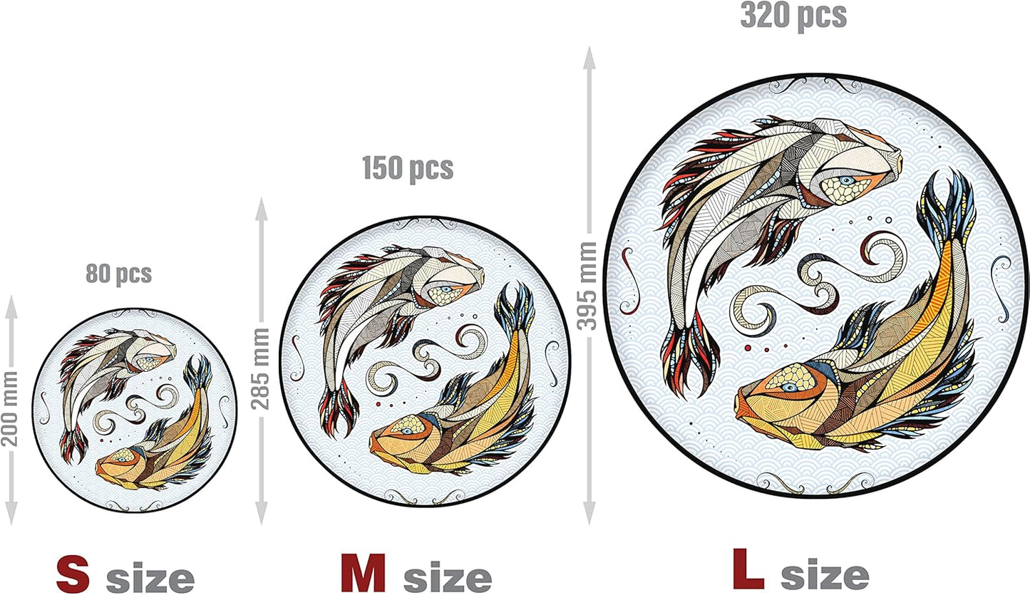 EWA Home Décor – Kois Small 80 Pieces – Wooden Jigsaw Puzzle for Adults – Perfect for Artistic Home Decoration and Mindful Relaxation