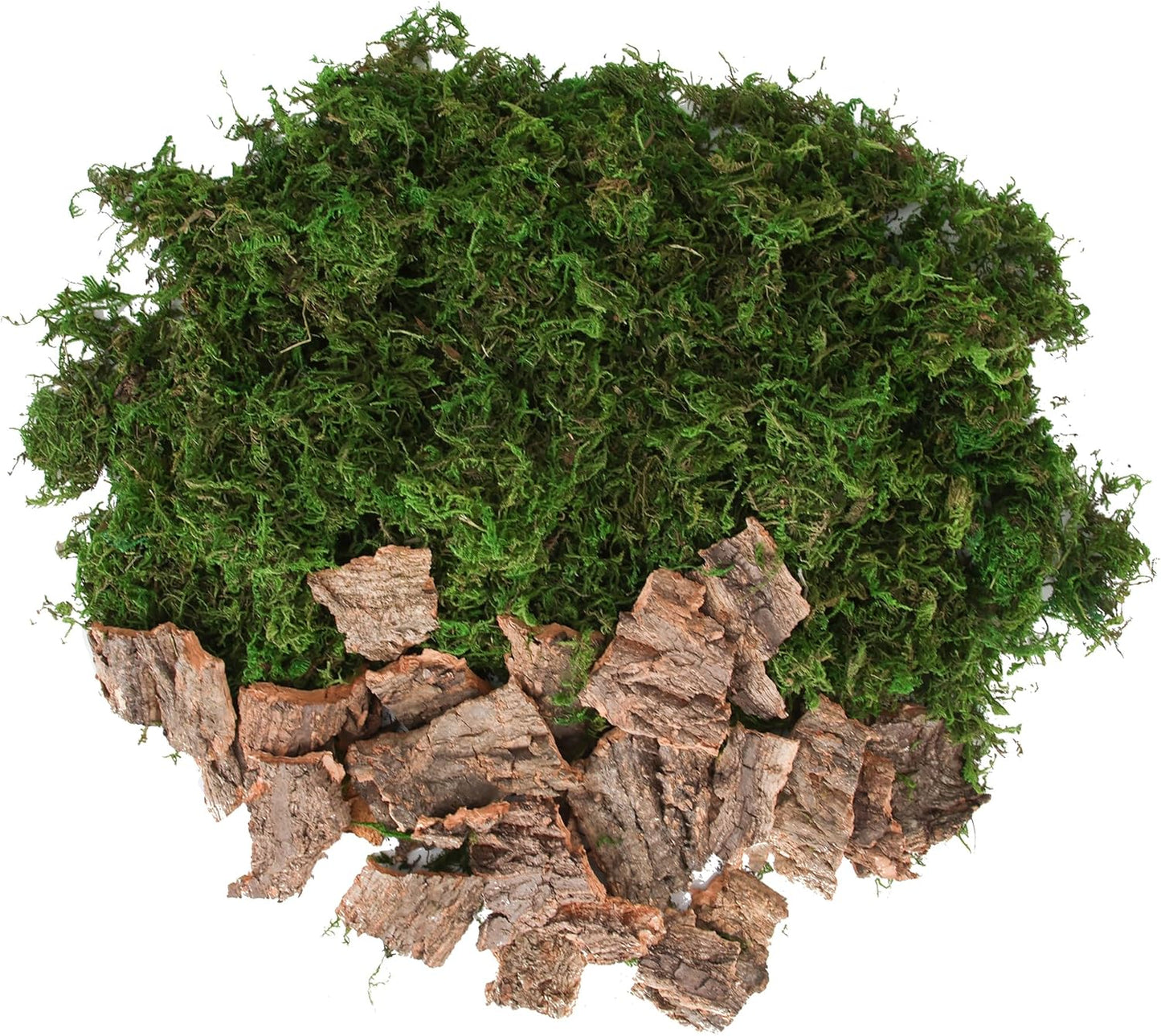 BYHER Fake Moss for Crafts, Assorted Treebark Fairy Garden Accessories Green Moss for Decorating, Tree Bark for Crafts, Terrarium, Floral Arrangements (Forest Green)