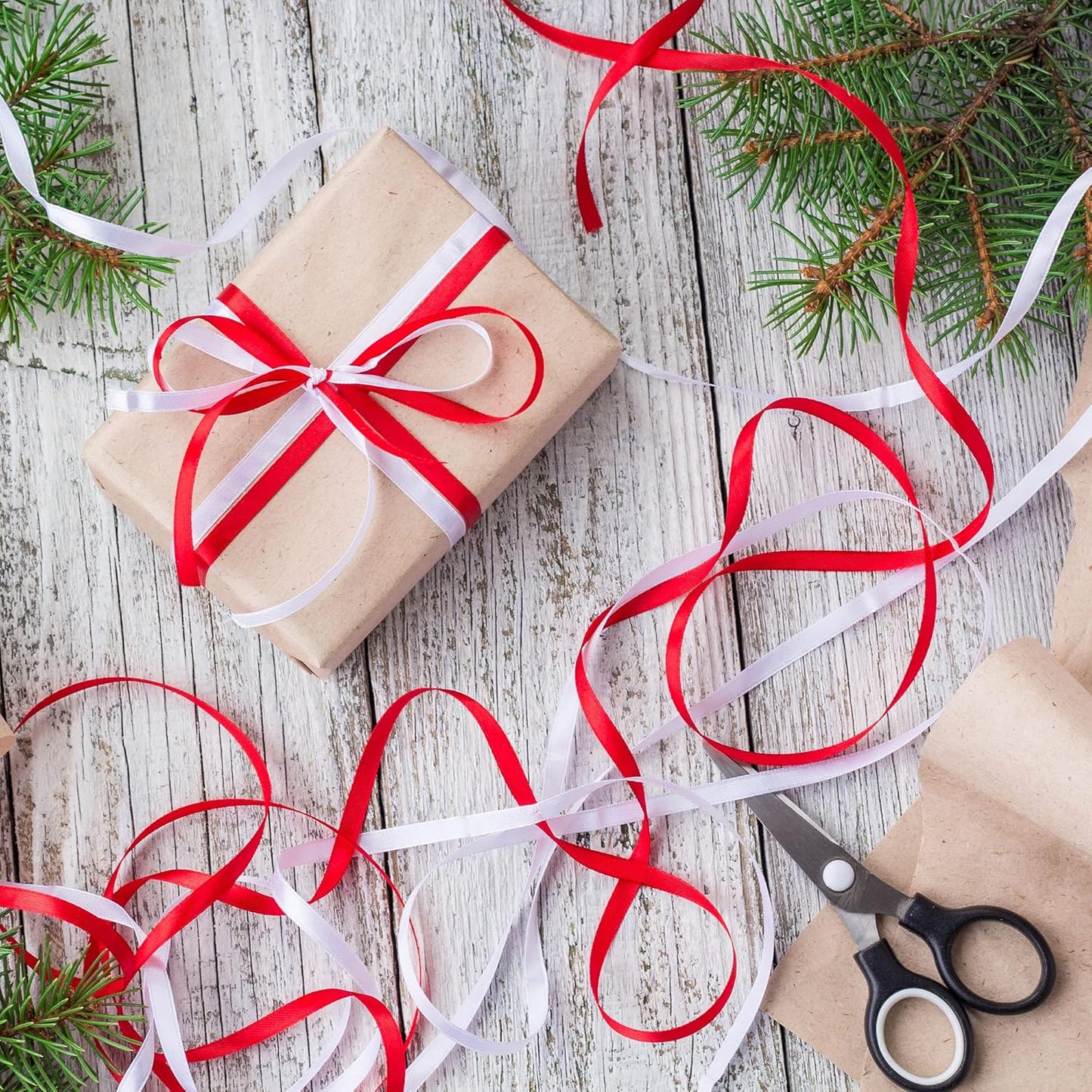 LIUYAXI Hot Red Double Faced Satin Ribbon, 3/8" X Continuous 25 Yards, Ribbons Perfect for Gift Wrapping Bows Bouquet Wedding Decor DIY Craft and More