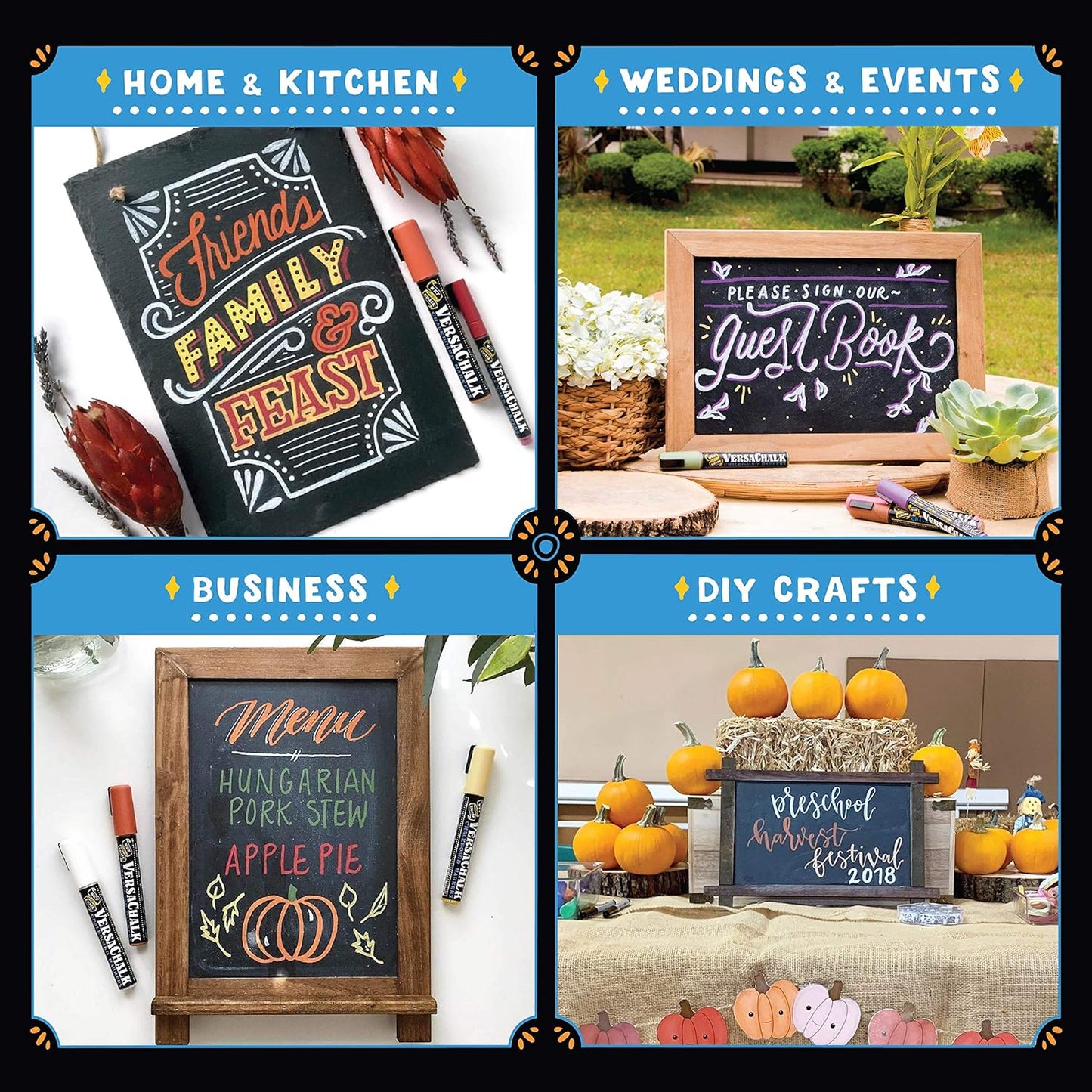 VersaChalk Pastel Liquid Chalk Markers, Set of 8-5mm Tip