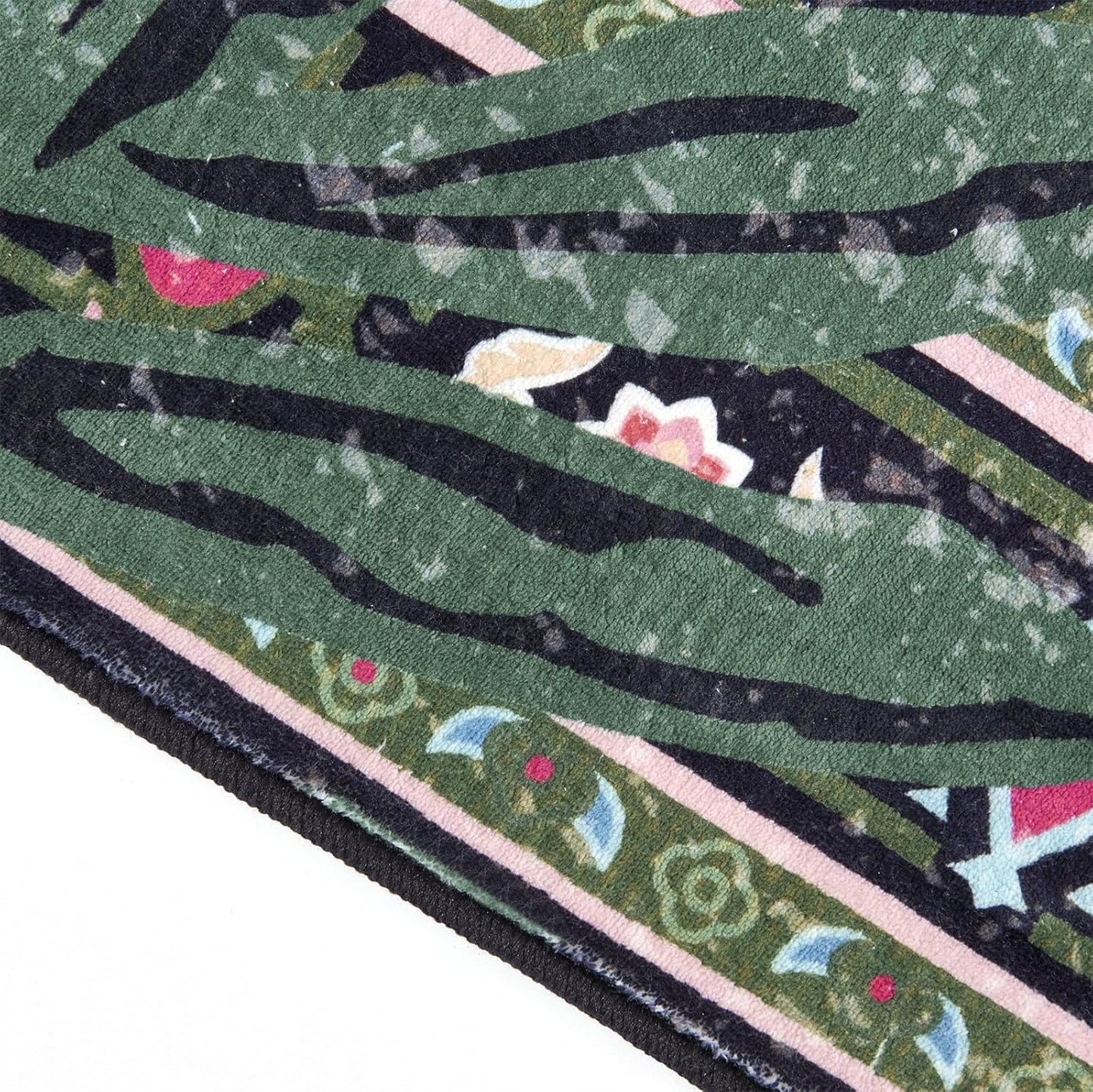 Oriental Tropical Washable Rugs, Thin Black Boho Vintage Distressed Hippie 4x6 Area Rugs for Living Room Bedroom Kitchen Entryway Dorm, Abstract Botanical Animal Tribal Indian Accent Carpet