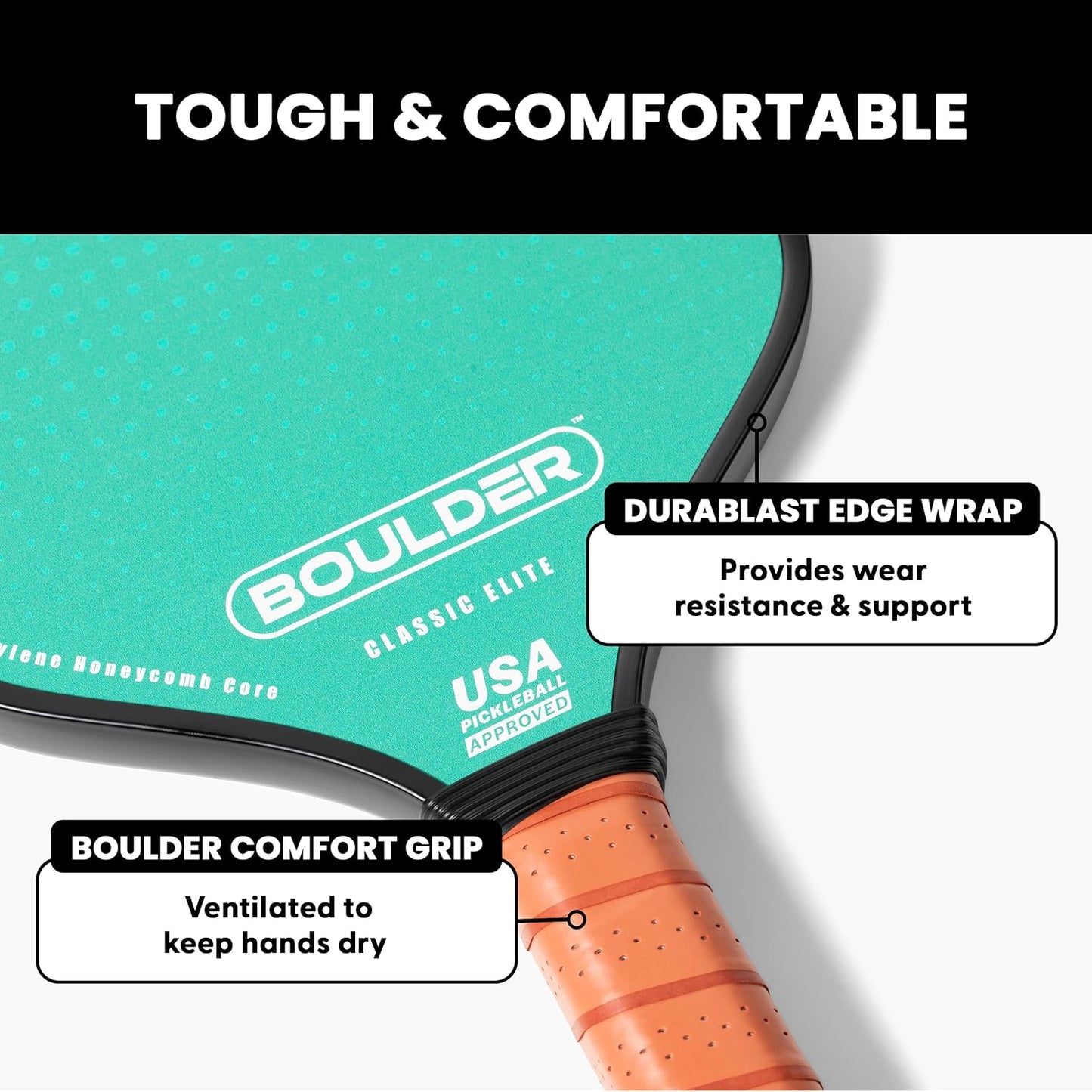 Boulder Carbon Fiber Pickleball Paddle | T700 Carbon Fiber | USAPA Approved, with Honeycomb Polymer Core | Pickleball Racket for Beginner & Experienced Players