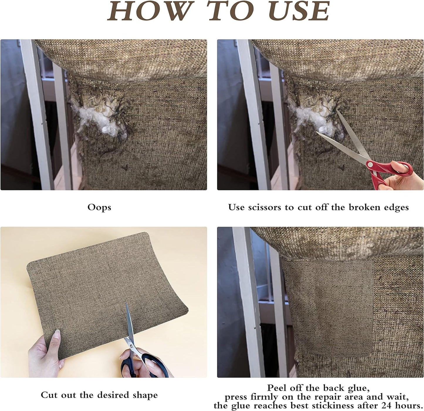 Coarse Linen Repair Patches, Self-Adhesive Linen Fabric Patches, 8X11 inch 2 PCS, Multi Color, Can be Used for Linen Sofa Repair and Linen Clothes Repair(8" x 11"-2PCS,Light Beige)