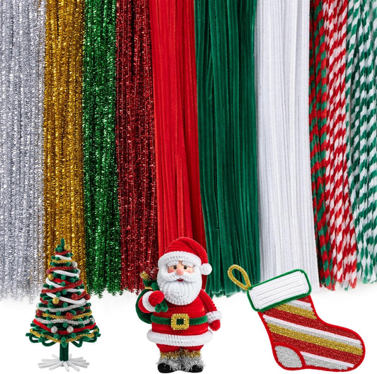 Caydo 500 Pieces Christmas Pipe Cleaners, Chenille Stems, Pipe Cleaner Crafts for DIY Art and Craft Projects Creative Gift Party Decorations