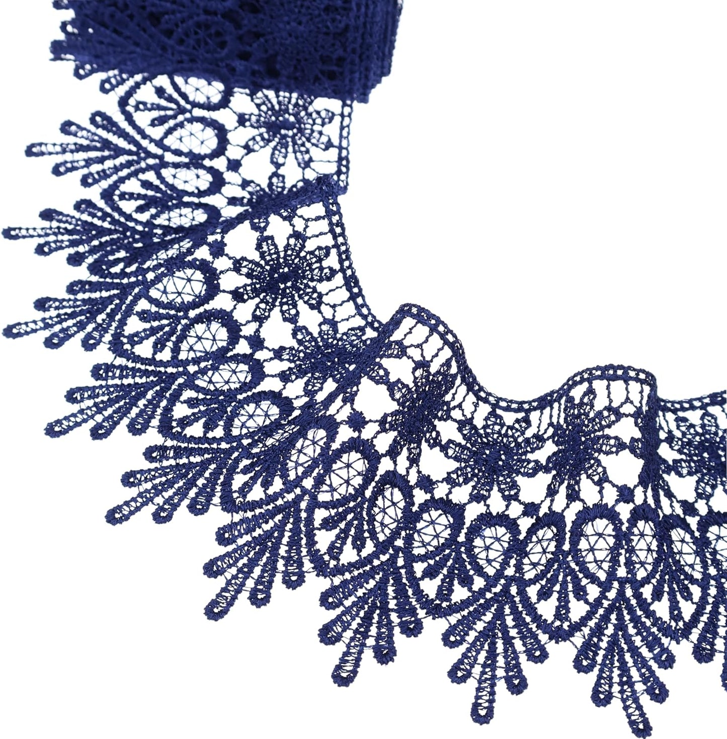 GXTIZAS Navy Blue Lace Trim 5 Yards Wide Venise Lace Ribbon Embroidered Edge Trim for Sewing Crafts Pillow Case