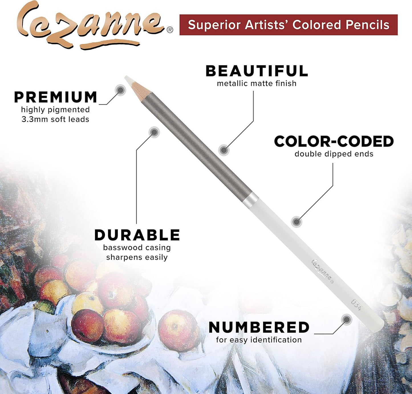 Creative Mark Cezanne Premium Colored Pencils Black Set of 12 - Highly-Pigmented Coloring Pencils for Drawing, Blending, Coloring, and More