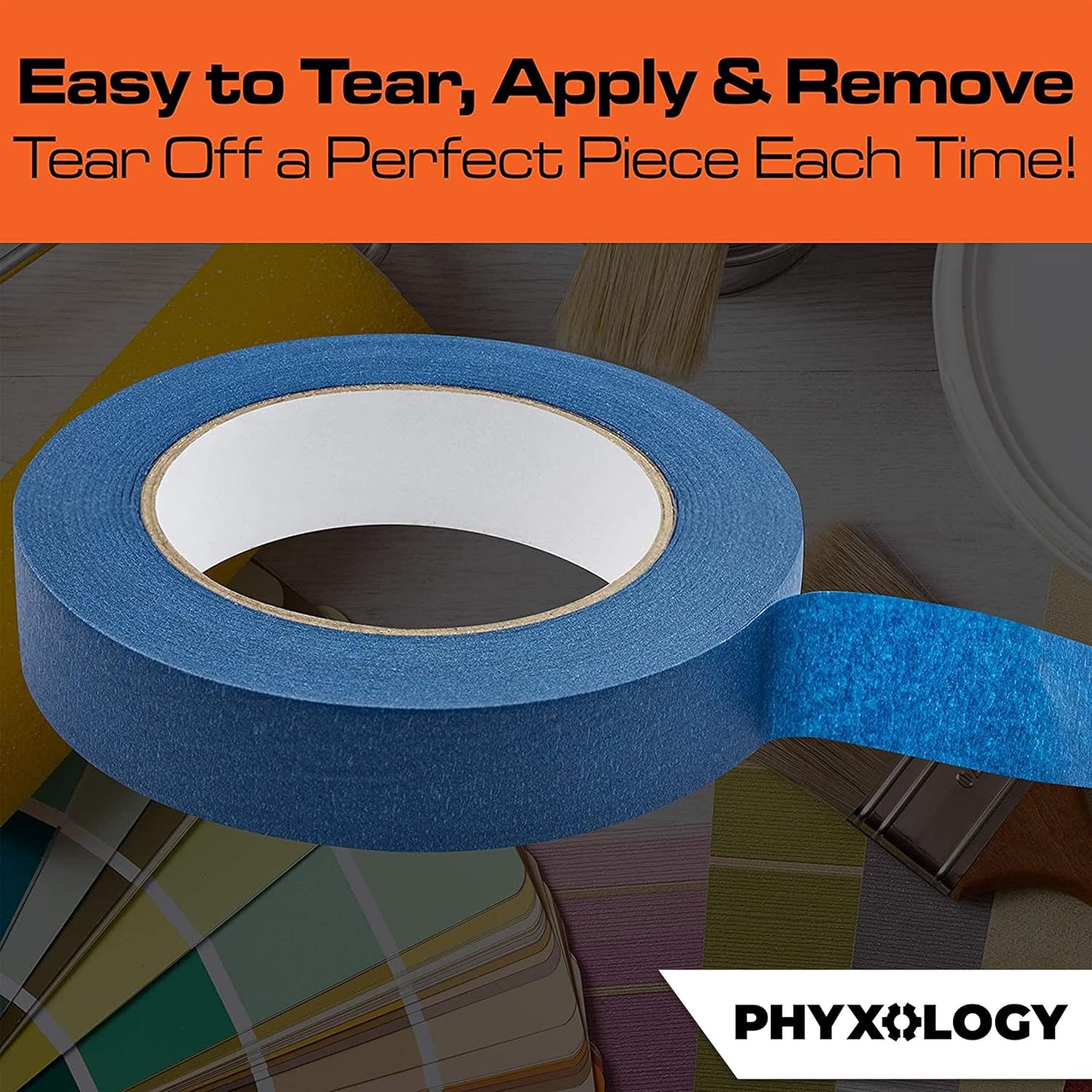 No-Residue 1 Inch, 60 Yard Blue Painters Tape 1 Pk. Easy-Tear, Pro-Grade Removable Masking Tape Great for Home, Office, Commercial Contractor. Clean, Drip-Free Painting w/Wide Crepe Paper Rolls