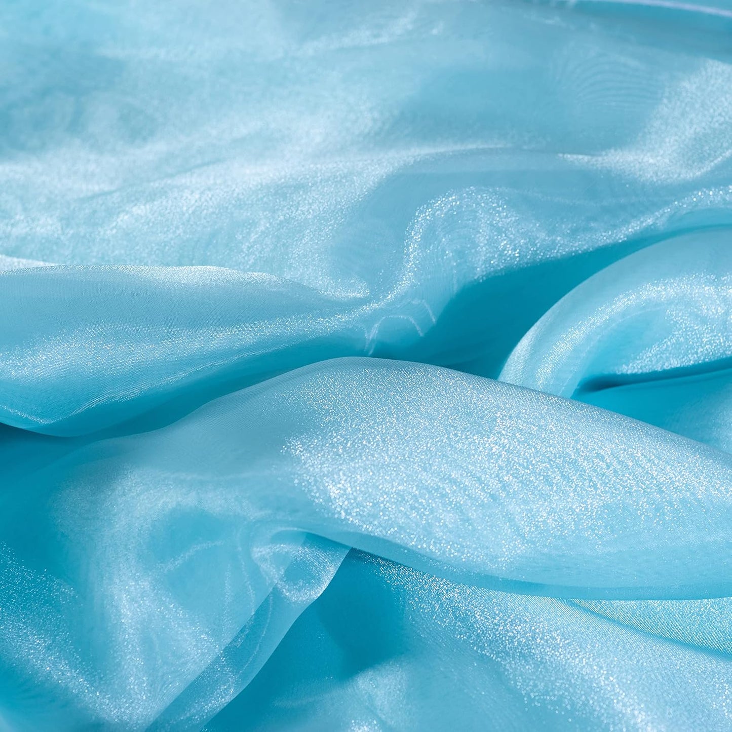 Fynite Sheer Organza Fabric | 20 Yards Long | 44" Wide | Bridal Solid Sheer Organza Bolt for Wedding Dress Fashion Craft Decorations Silky Shiny Sheer Organza - (Light Blue, 20 Yrads)