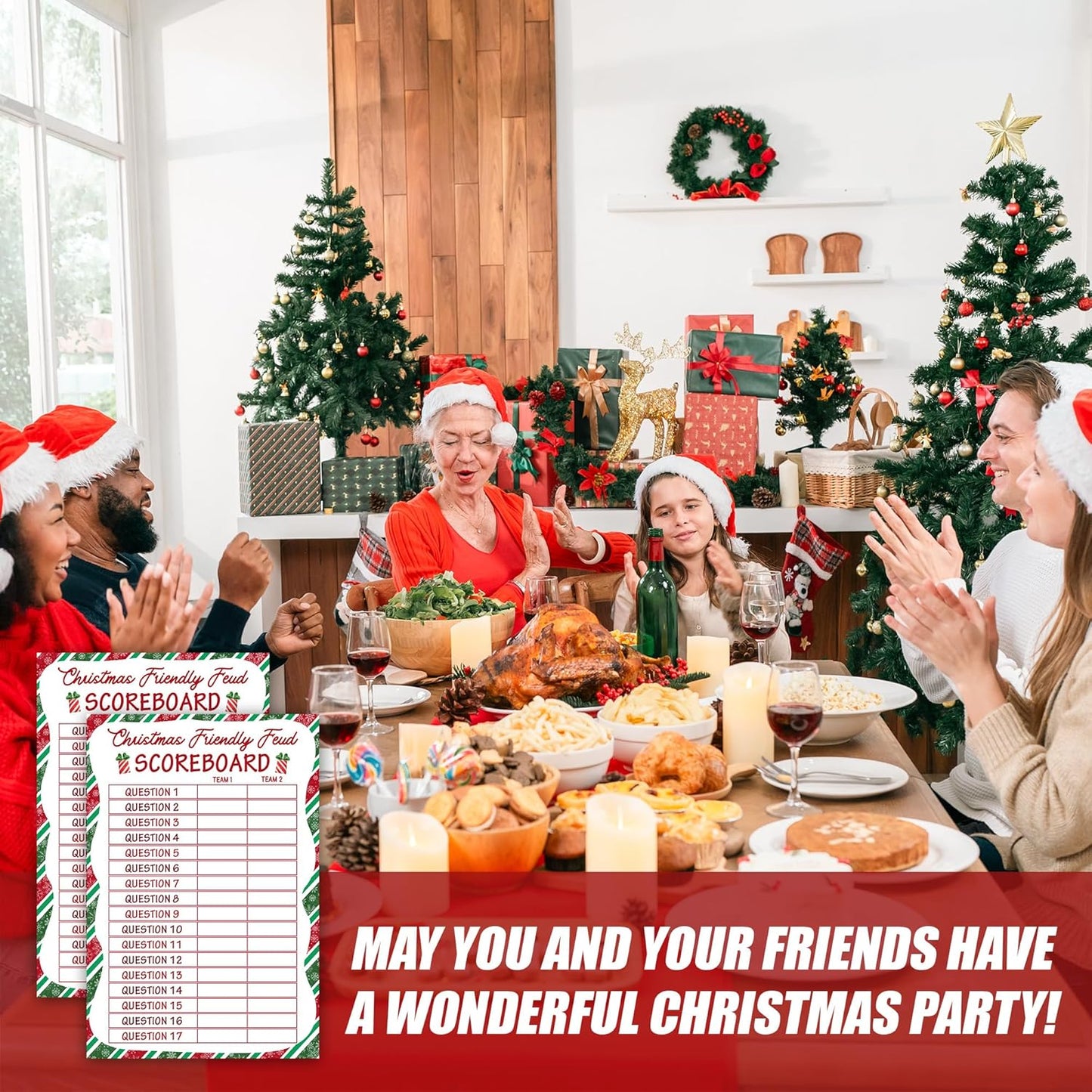 Christmas Friendly Feud Game, Funny Christmas Party Games, Friendly Feud Trivia Quiz for Family, Winter Xmas Holiday Party Supplies for Adults -10