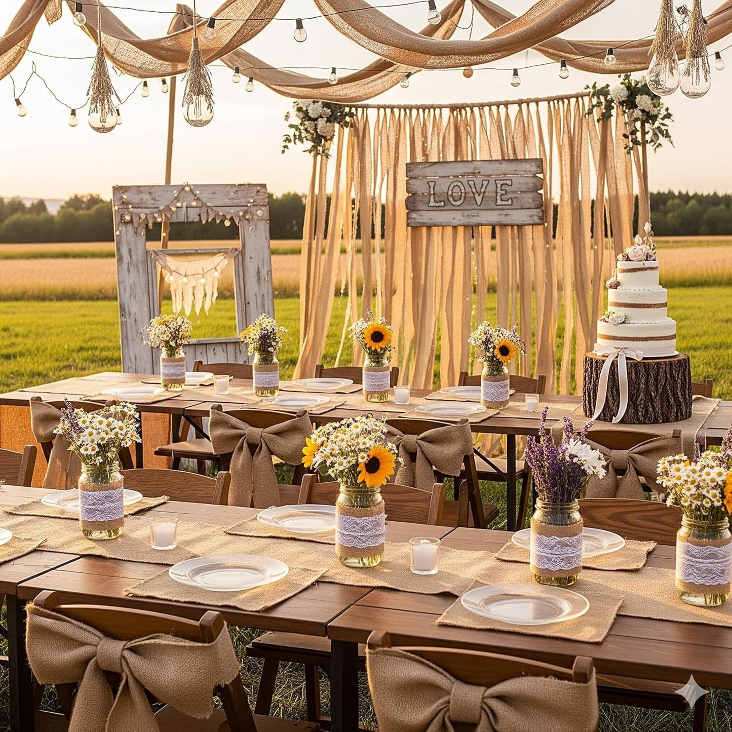 Natural Jute Burlap Ribbon (6" x 30 ft.) - Tight Weave Eco-Friendly Fabric for Crafts, Weddings & Decor