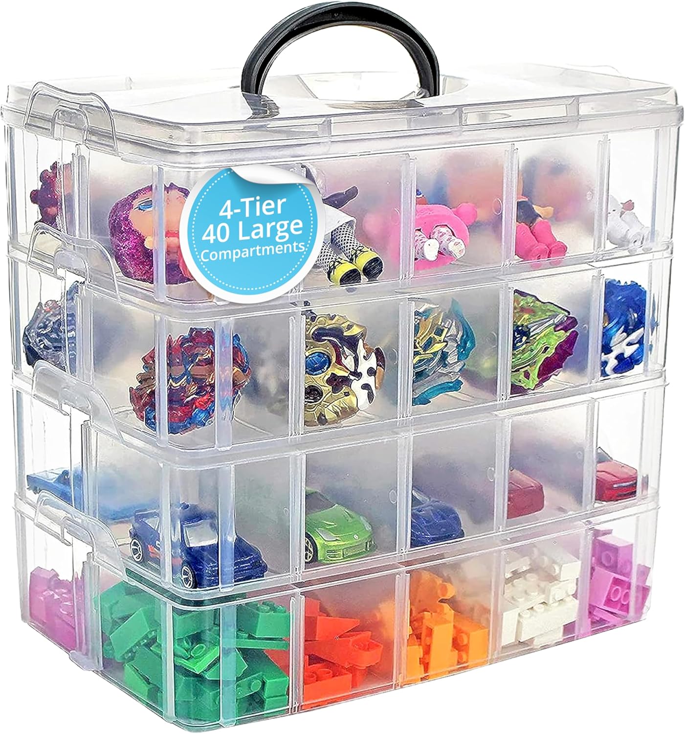 Bins & Things 40-Compartment Organizer for LOL Dolls - Beads and Craft Storage, Compact Toy Organizer for Small Toy Figures - Portable, Durable Storage Solution