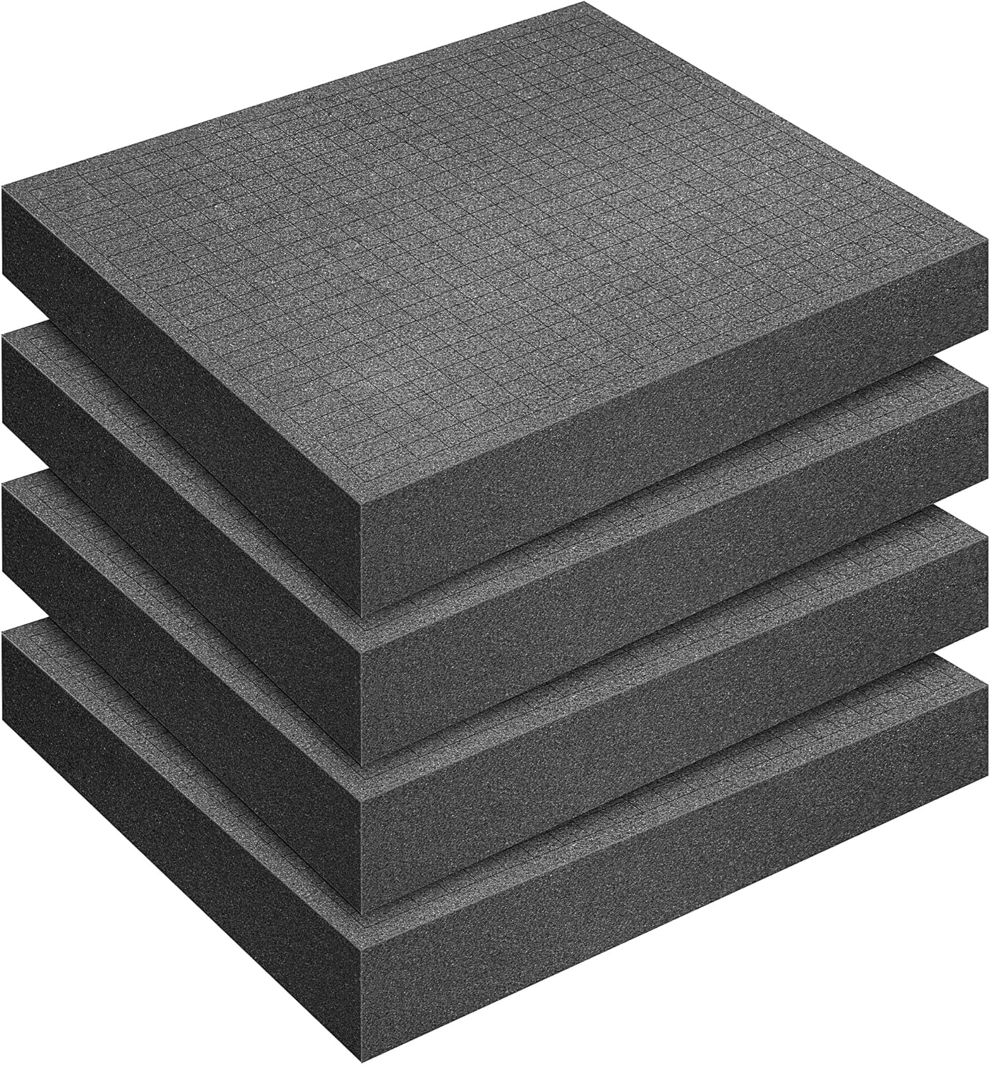 DECOHS 4 Pcs Pick and Pluck Foam Insert - 12 x 12 x 2 Inch Pre Cube Sheet Foam with Bottom Use for Board Game Box Cases Storage Drawer