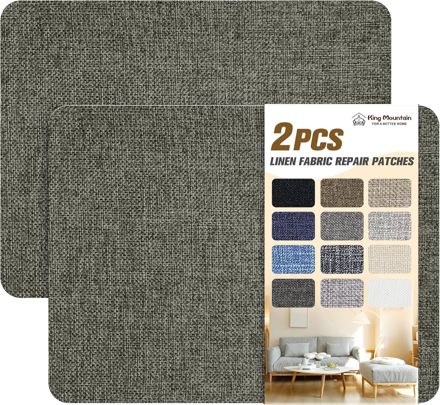 Coarse Linen Repair Patches, Self-Adhesive Linen Fabric Patches, 8X11 inch 2 PCS, Multi Color, Can be Used for Linen Sofa Repair and Linen Clothes Repair(8" x 11"-2PCS,Dark Grey 1.0)
