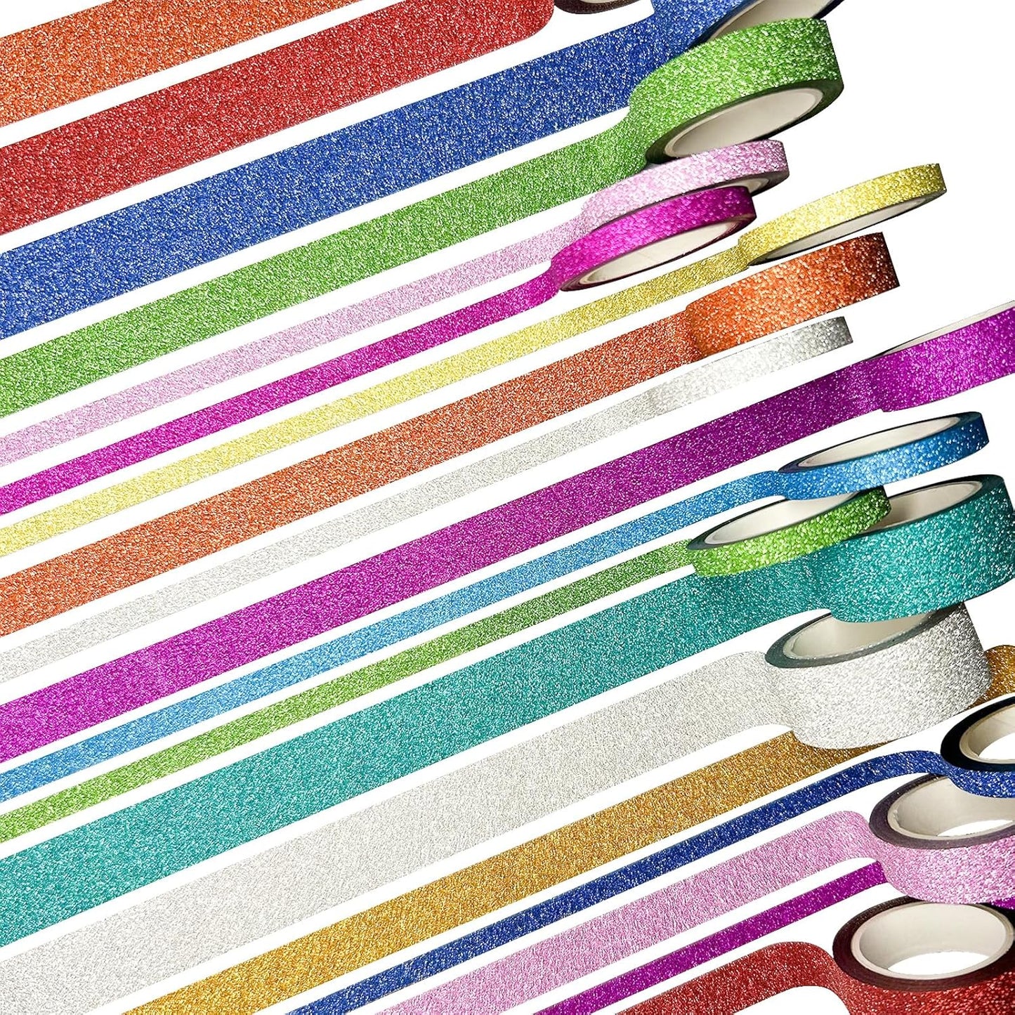 Funincloud Glitter Washi Tape Set Metallic Decorative Craft Tape 36 Rolls Colored Masking Tape for Scrapbook DIY Art Craft Supplies Gift Decor