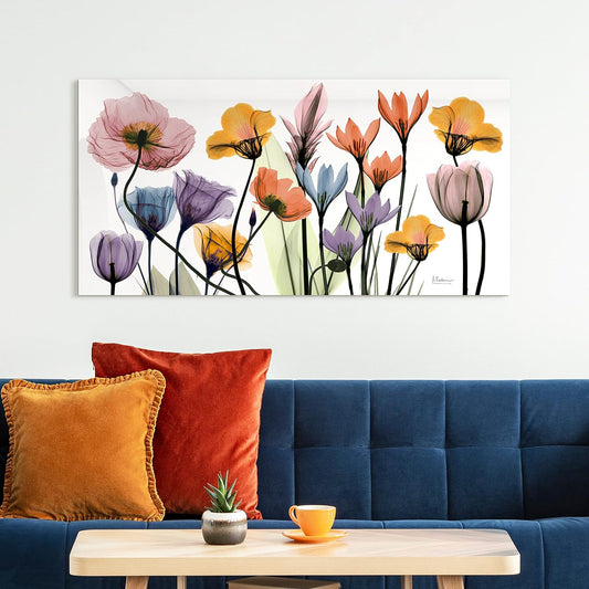 Empire Art Direct Frameless Free Floating Tempered Glass Panel Graphic Wall Art Ready to Hang, 24" x 48", Flowerscape Portrait, Flower Wall Art