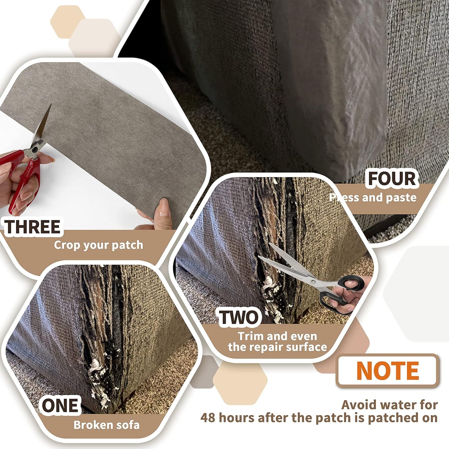 Velvet Repair Patch, Self-Adhesive Flannel Fabric Patch, Multi Colors, Microfiber Patch，Can be Used to Patch Sofas, Car Seats, Handbags, Jacket Holes and Tears (Beige)