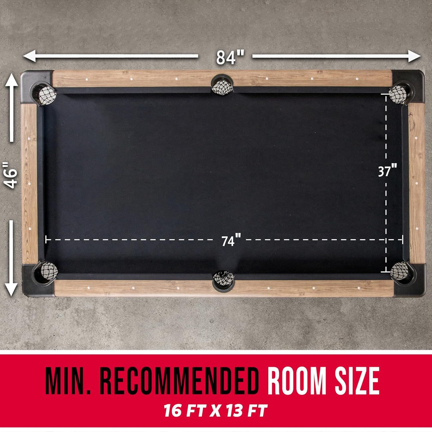 GoSports 6, 7, or 8 ft Billiards Tables - No Assembly, Choose Your Color - Portable Pool Table Includes Full Set of Balls, 2 Cue Sticks, Chalk and Felt Brush