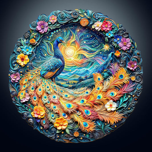 Wooden Puzzles for Adults,Peacock Puzzle, Unique Shaped Wooden Jigsaw Puzzles for Adults, Family Puzzle(11.4 * 11.4 in 200pcs)