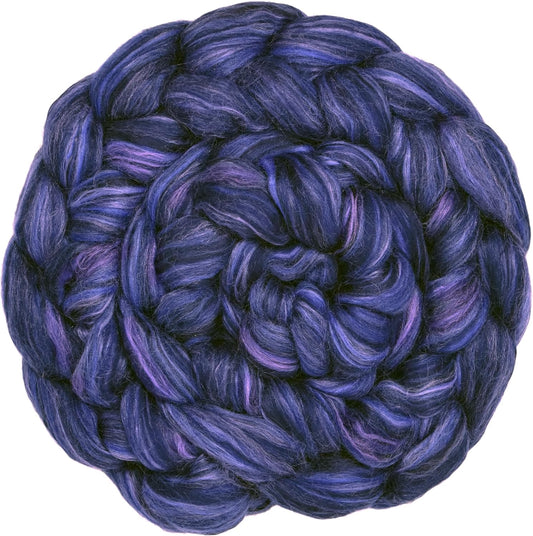 Merino Silk Luxe Tonal Designer Blend. Superfine Merino, Mulberry Silk, Tussah Silk. Top Roving for Spinning or Felting. Twilight Orchid 4oz
