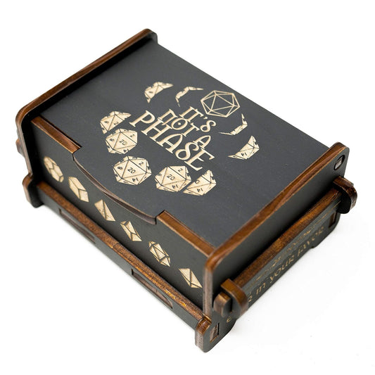 Dice Box - BLACK - 6x4x3 Also holds jewelry and great for desks and desk top items (it's not a Phase)
