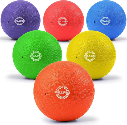 Dodgeballs Playground Balls, Dodge Ball Set for Kids & Adults, Bouncing Kickballs Handball for Outdoor & Indoor Games - Includes Pump & Mesh Storage Bag