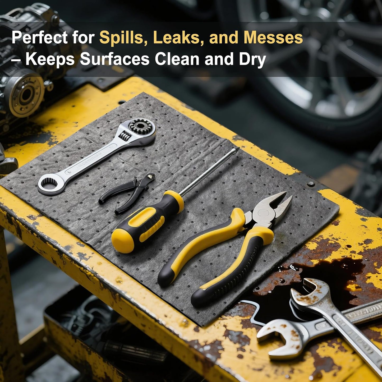 AAwipes Oil Absorbent Pads Universal Multi-Liquid Spill Control Tear-Off Design for Garage, Workshop, Industrial Use Heavy-Duty 9.8" x 13" Grey 20-Pack (OG1013T-20)