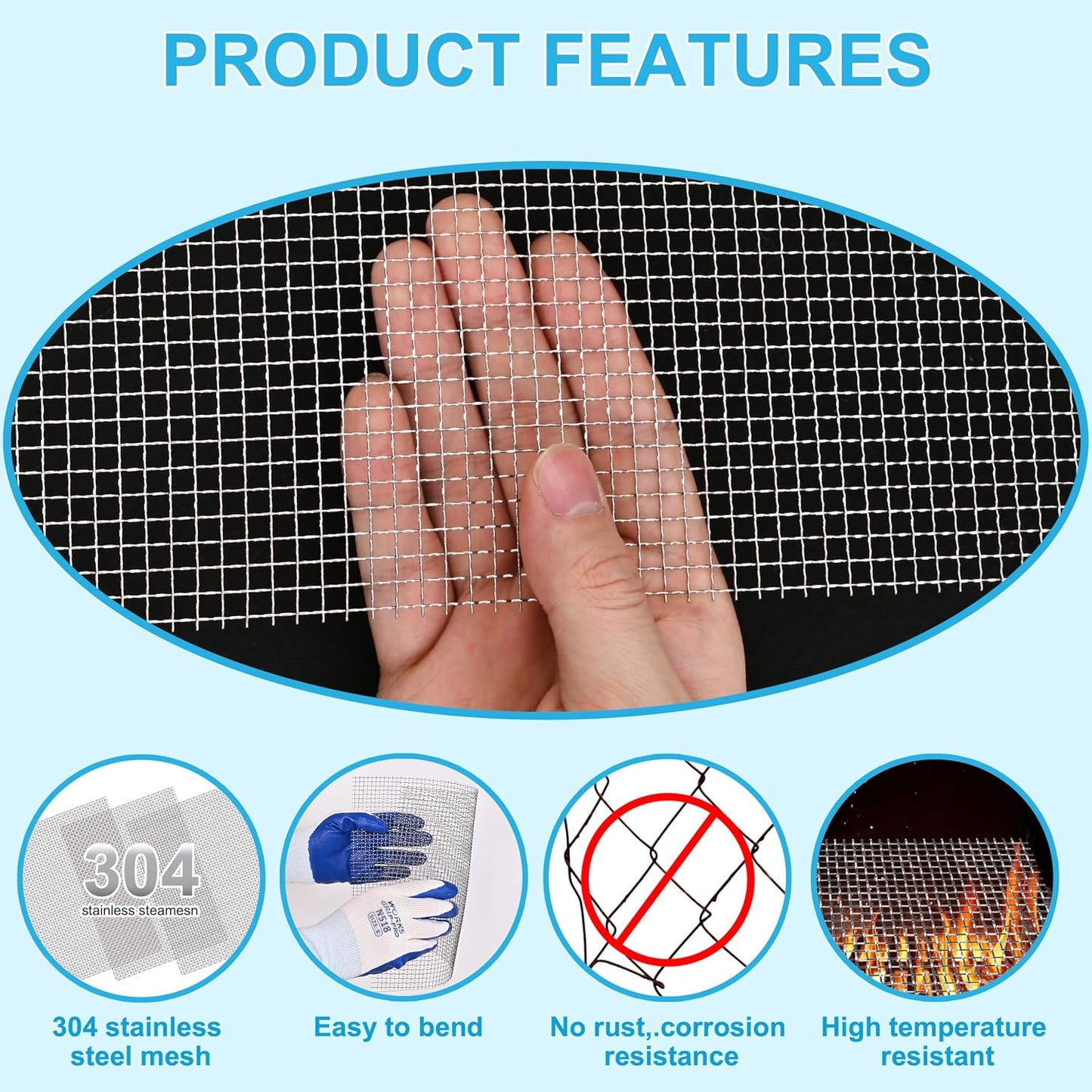 8 Pcs 13x9 (33cmx23cm) 20 Mesh 304 Stainless Steel Wire Mesh Sheet, Rustproof Metal Mesh Sheet Screen for DIY Crafts, Vent Covers, Garden Fencing, Window Protection & Industrial Filters