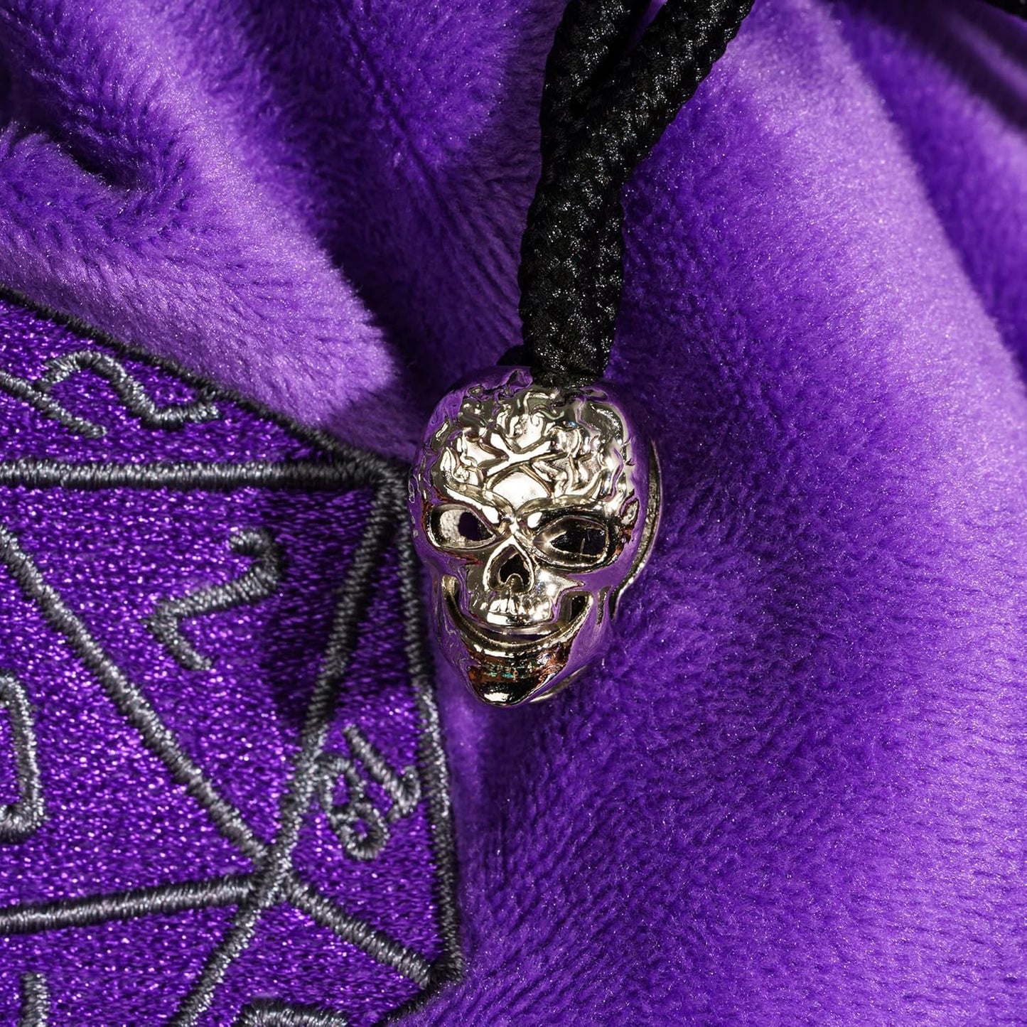 DND Dice Bags Large with Pockets Purple Storage Bag with D20 Logo for RPG Game Dices - Capacity 200+ Dice