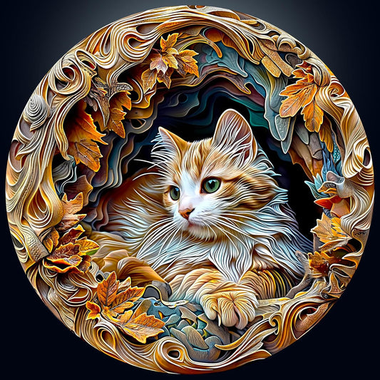 masseruon Puzzles for Adults 1000 Pieces-Cat Puzzle-26.6 * 26.6in Round Jigsaw Puzzels with HD Matte Finish-Hard Difficult Puzzel for Adult-Challenging Gift for Puzzel Lovers Home Decor