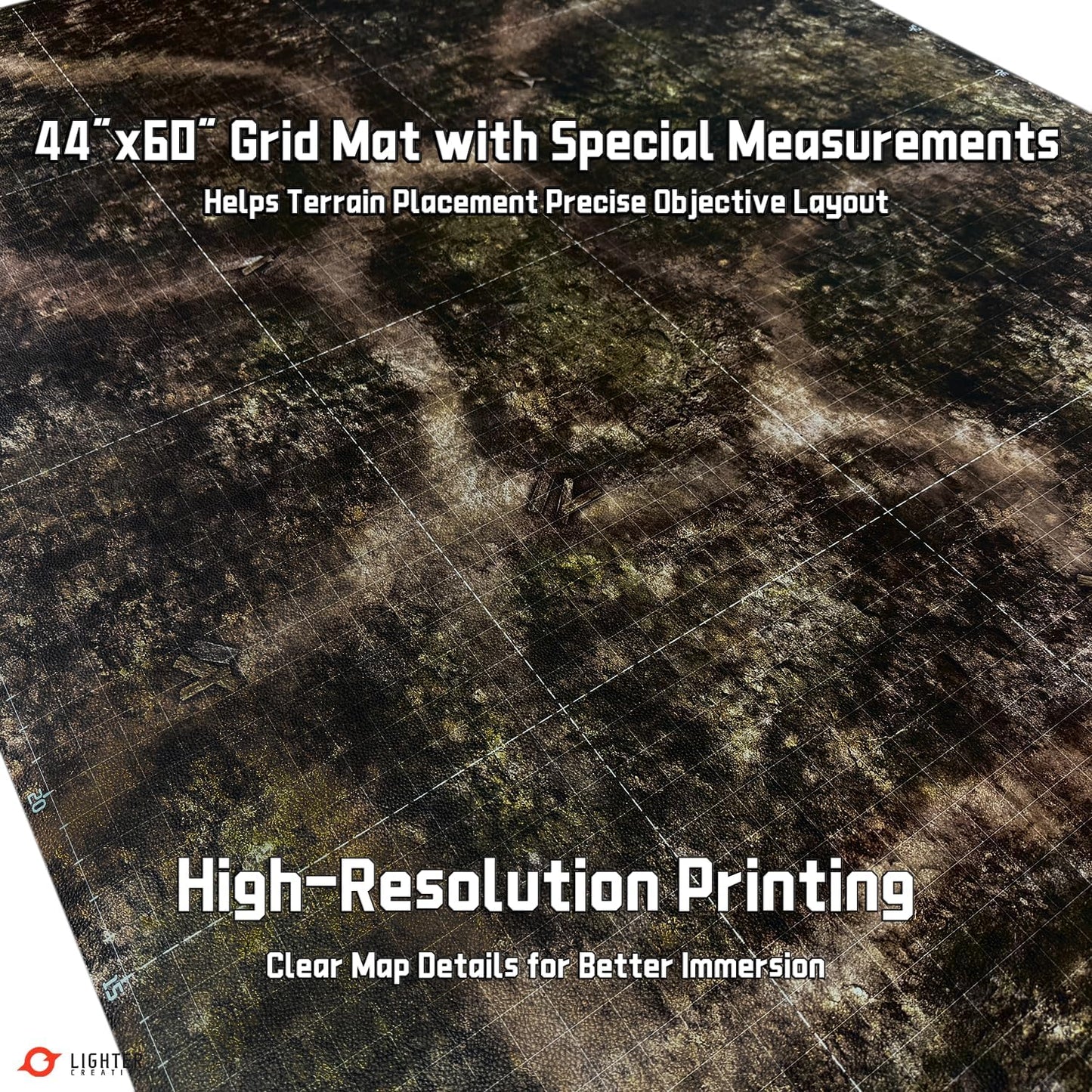 44'' x 60'' Battle Mat Gridded War-Gaming Mat for WHAoS - Made of Synthetic Leather, 1.1mm Thickness (Blighted Gloommoor)