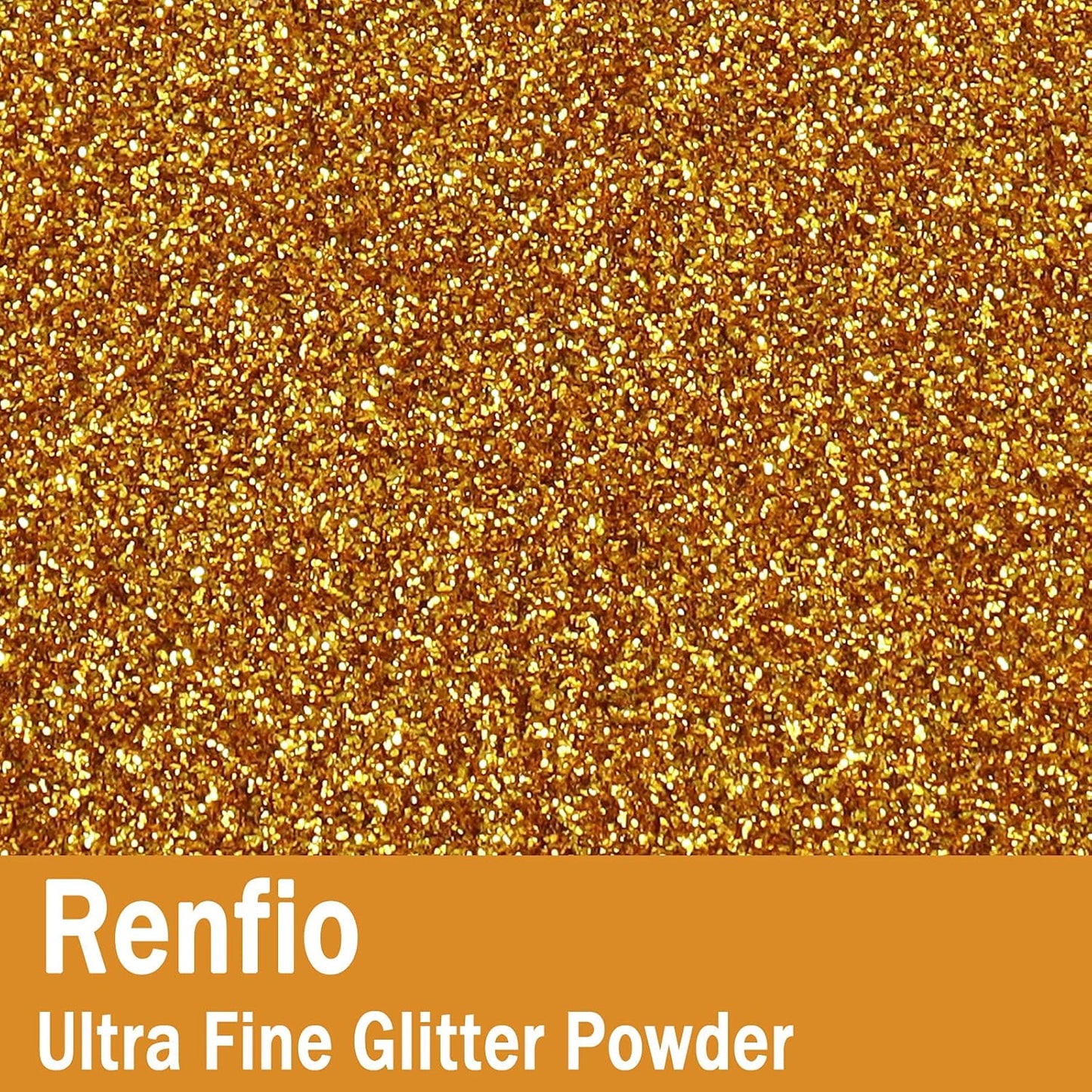 Renfio Ultra Fine Glitter Powder Metallic Resin Glitter 2.11 Oz (60g) PET Flakes Crafts Sequins 1/128" 0.008" 0.2mm Epoxy Chips Flakes for Tumblers Slime Decoration - Deep Gold