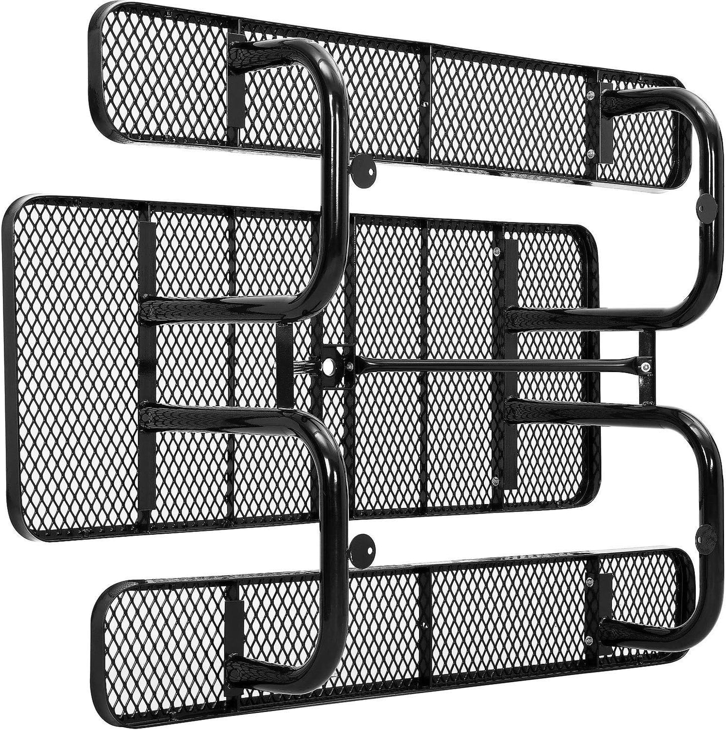 Global Industrial 6’L Rectangular Picnic Table, Expanded Metal, Black Thermoplastic Coating, Attached Benches, 1-1/2” Umbrella Pole Hole, Outdoor-Rated, 1000 lb Capacity, 72” x 30” Tabletop