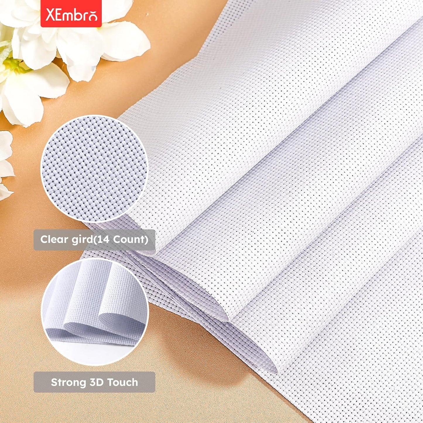 12 PCS Aida Cloth 14 Count White Cross Stitch Fabric for DIY Craft Embroidery, Handmade Needlework, Home Decoration (7.8 x 7.8 Inch)